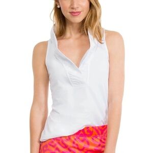 Gretchen Scott UPF White Tank Blouse with Ruffle Collar